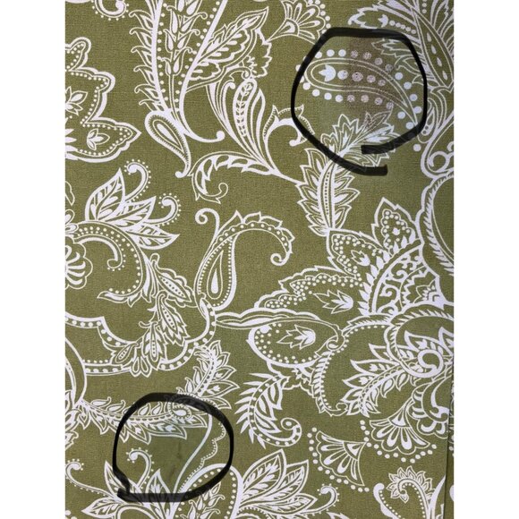 Ridgefield Home 100% Cotton Curtain Panels – Green & White Paisley Print – 80” x - Picture 8 of 9